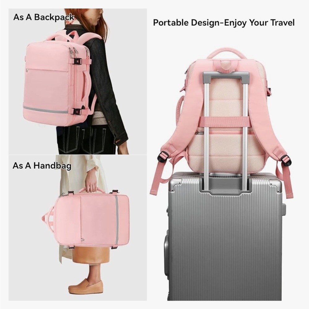 Airline Flight approved extra large capacity, travel laptop backpack 35L pink - Picture 6 of 16